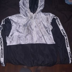 Women's Half Zip Hooded Windbreaker Size Large